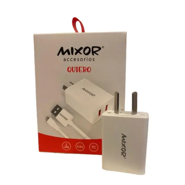 CARGADOR MIXOR QUIERO 2 USB + CABLE TC 