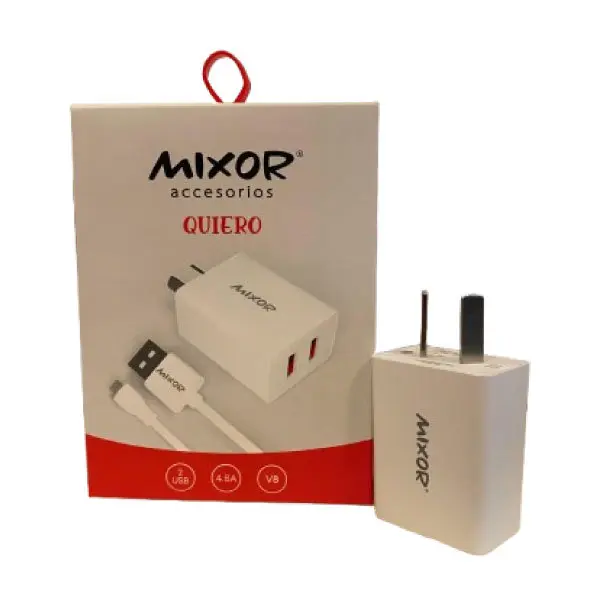 CARGADOR MIXOR QUIERO 2 USB + CABLE V8