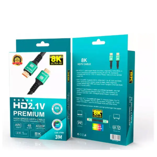 CABLE DE HDMI A HDMI 3 MTS HD2,1V PREMIUM CAJA 