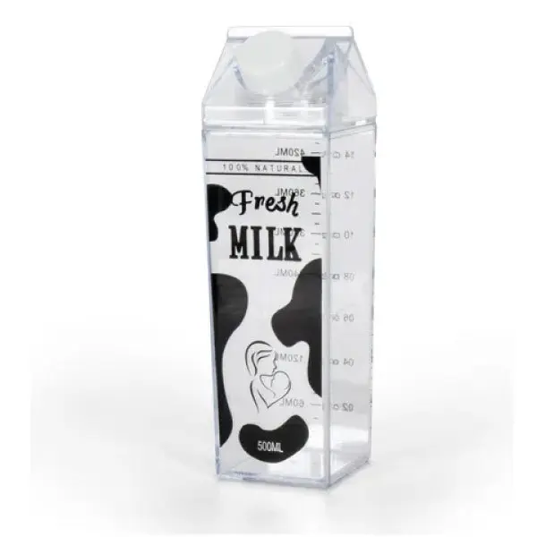 BOTELLA TRASPARENTE TIPO CAJA MILK