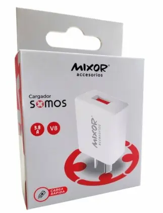 CARGADOR MIXOR SOMOS 1USB+CABLE V8