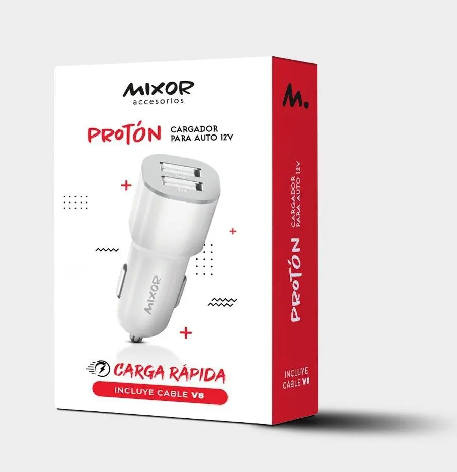 CARGADOR AUTO MIXOR PROTON 2USB +CABLE TC