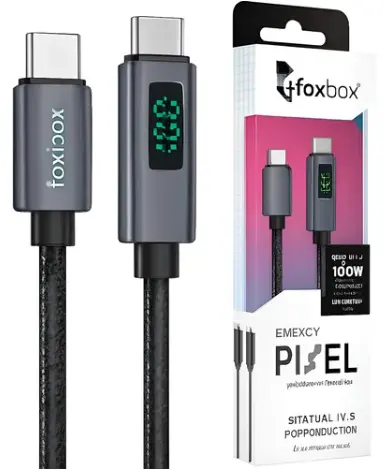 CABLE DE DATOS TIPO C A TIPO C FOXBOX PIXEL
