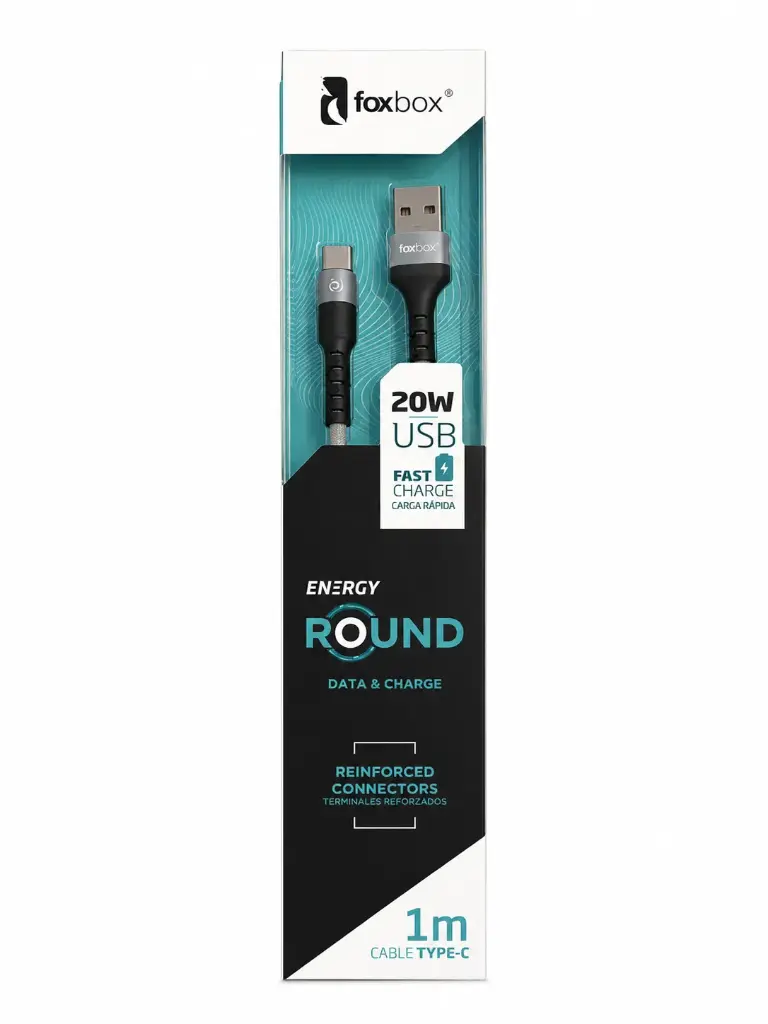 CABLE DE DATOS USB A TIPO C 20W FOXBOX ROUND