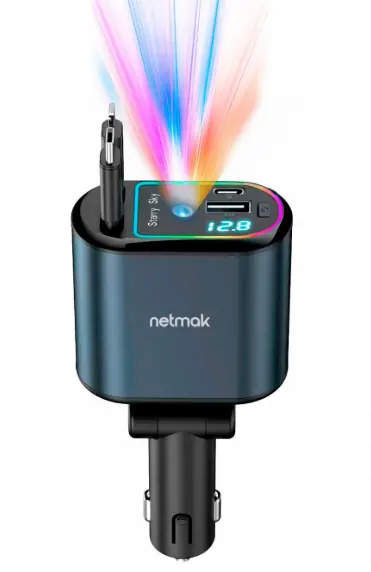 CARGADOR AUTO 4 EN 1 66W C/LUCES NM-W90 NETMAK