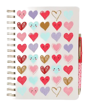 LIBRETA CON LAPICERA CORAZONES BB-03293