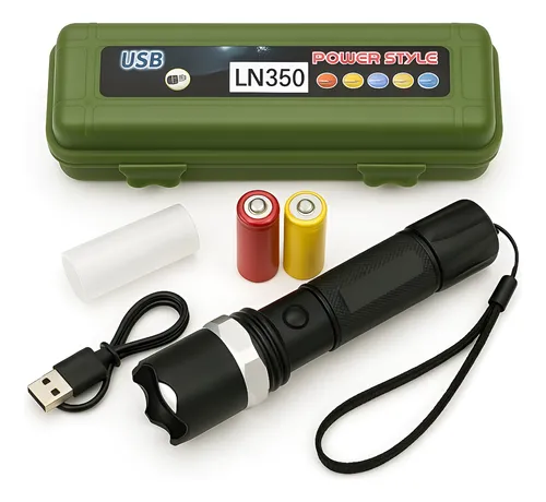 LINTERNA RECARGABLE USB LN350 GRANDE VERDE