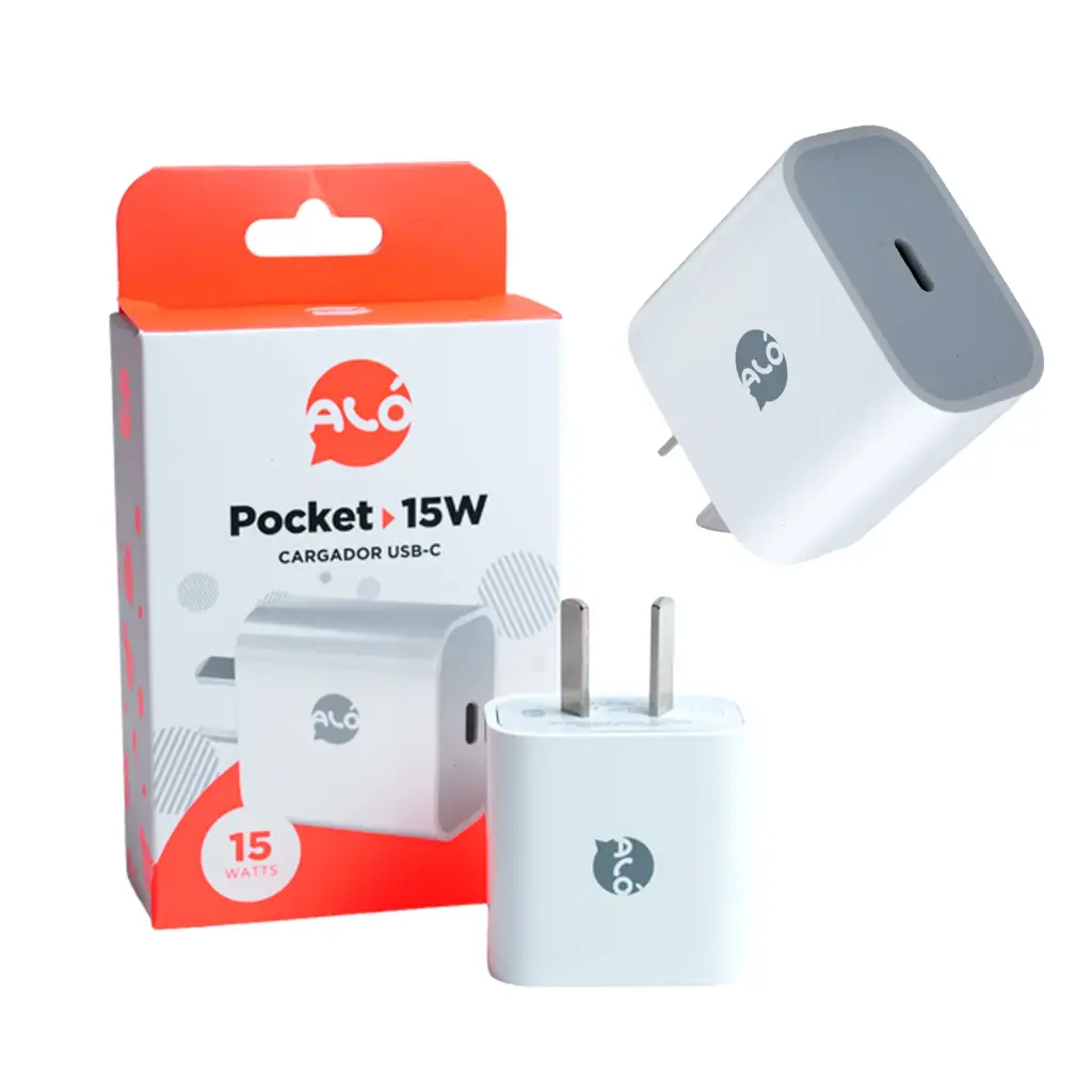 CARGADOR ALO POCKET 15W TIPO C CON CABLE TIPO C