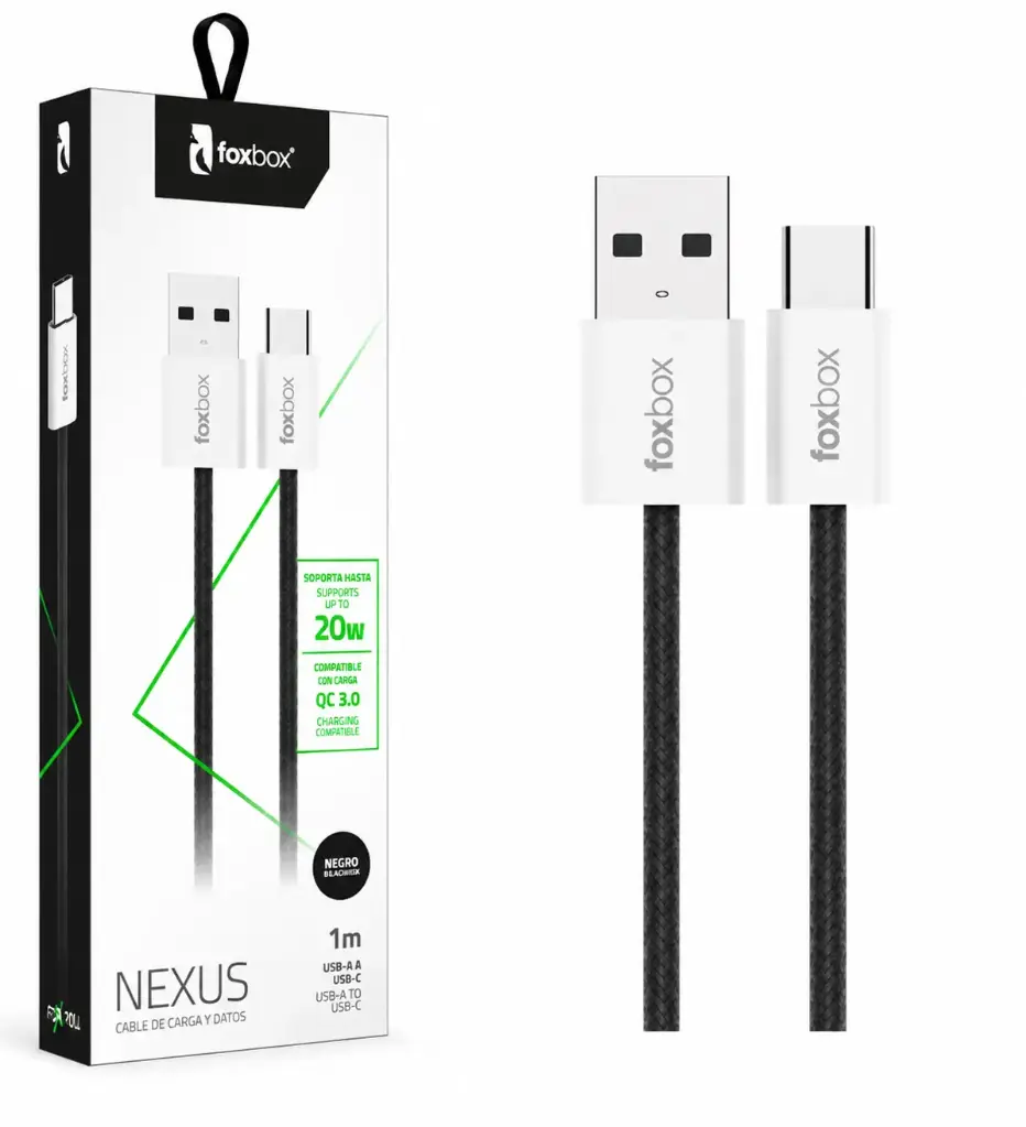 CABLE DE DATOS FOXBOX NEXUS 20W TIPO C 1M