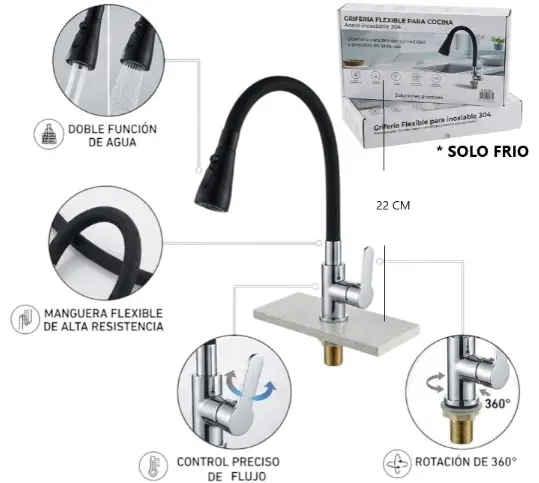 CANILLA FLEXIBLE PARA COCINA (solo frio) 131104