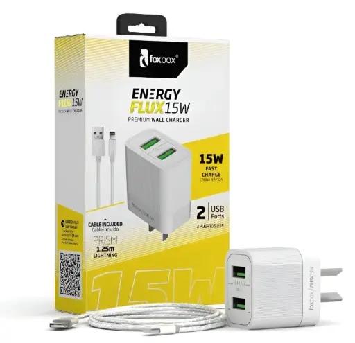 CARGADOR FOXBOX FLUX 15W CON CABLE TIPO C