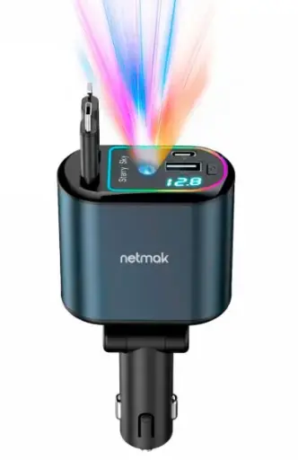 CARGADOR AUTO 4 EN 1 66W C/LUCES NM-W90 NETMAK