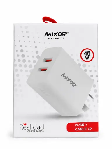 CARGADOR MIXOR REALIDAD 2USB + CABLE IPHONE