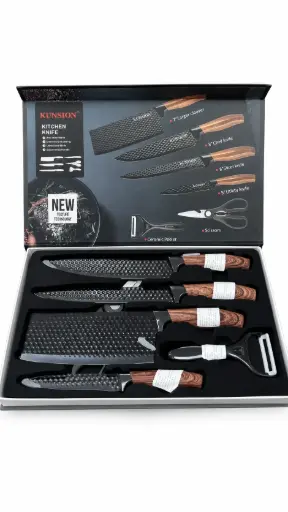 SET DE COCINA - CUCHILLOS NEGROS X6PCS KUNSION