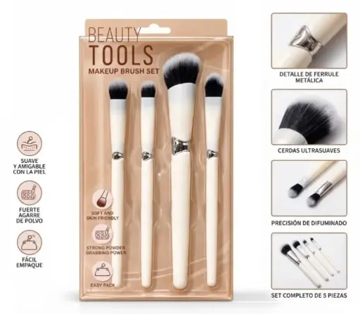 SET DE BROCHAS DE MAQUILLAJE 5PCS 3530